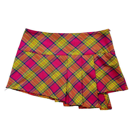 Italian designer plaid print mini skirt (S)