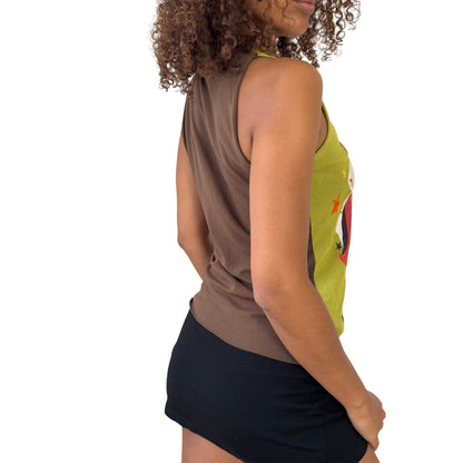 Vintage Italian psychedelic graphic mesh sleeveless top (Medium)