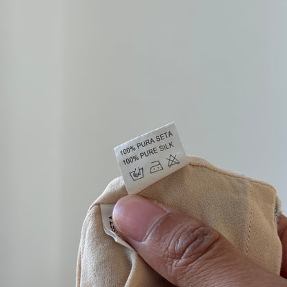 Vintage Italian cream silk floral midi skirt (Small)