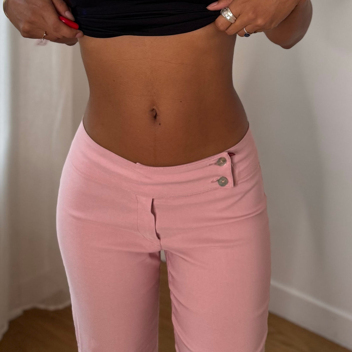 Vintage Italian Baby Pink Low Rise Flare Pants (S)