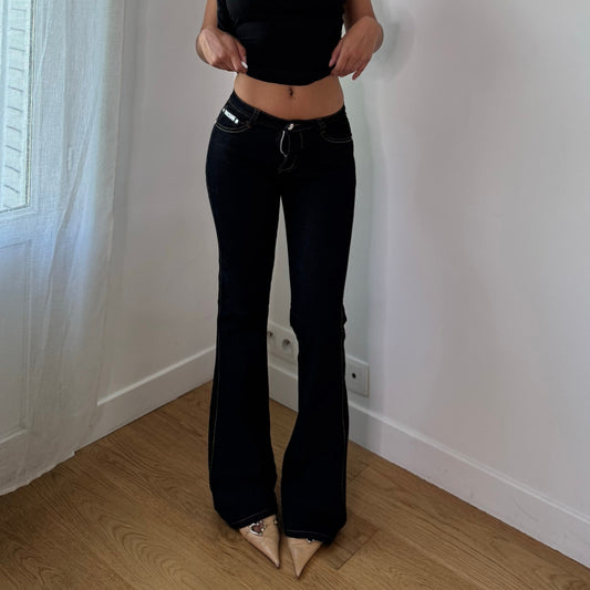 Vintage Black Low Rise Flare Jeans Y2K (XS)