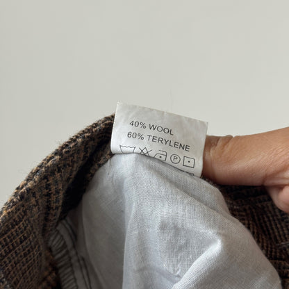 Vintage Euro brown plaid wool capri pants (XS/S)