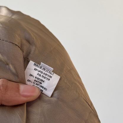Vintage Italian Brown Tailored Jacket Raw Edge Trim Fitted Blazer (S/M)