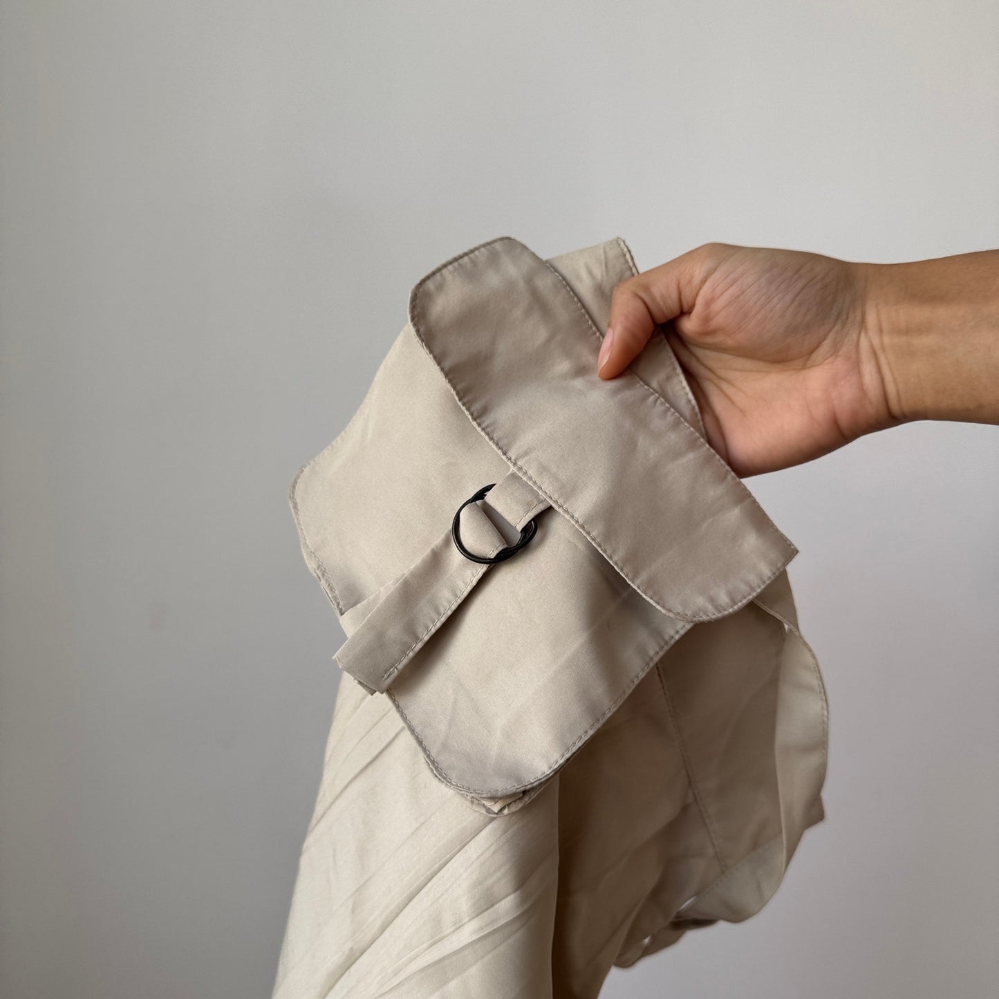 Vintage French Cream Maxi Skirt Ruched Hem (XS/S)