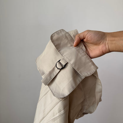 Vintage French Cream Maxi Skirt Ruched Hem (XS/S)