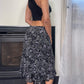 Sourced in Italy - Vintage 00s fitted black floral mesh midi skirt (XS/M)