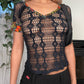 Vintage Dolce & Gabbana Black Crochet Short Sleeves Top (XS)