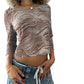 00s brown & blue animal print mesh top (S/M)