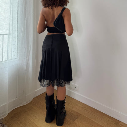 Vintage Asymmetrical Layered Midi Skirt Y2K Gothic Fairy Grunge Skirt (S) ⠀
