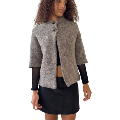 Vintage Italian taupe wool-blend swing jacket (S/M)