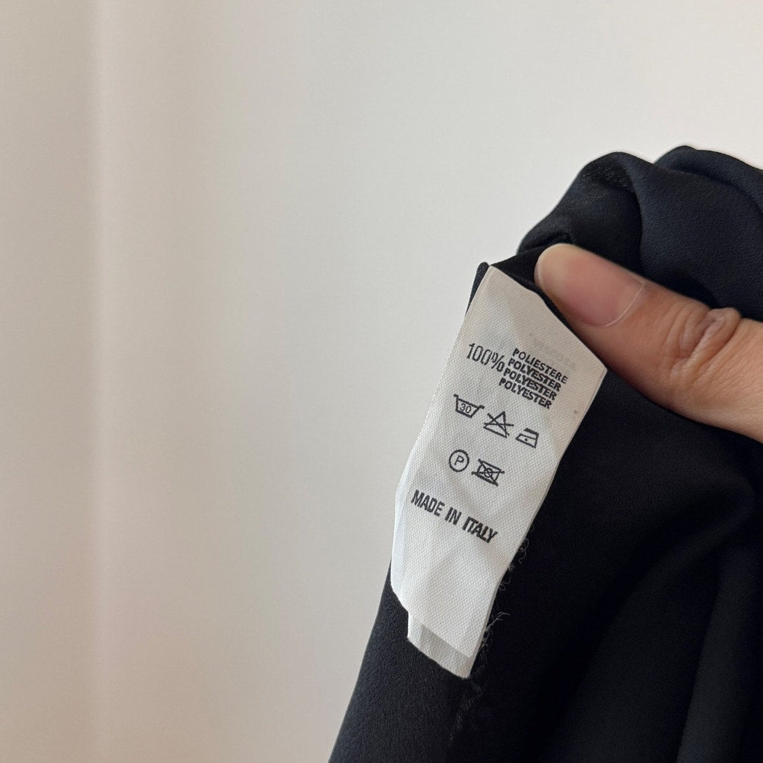 Vintage Italian Black White Floral Mesh Maxi Skirt Ruffle Hem (S/M)