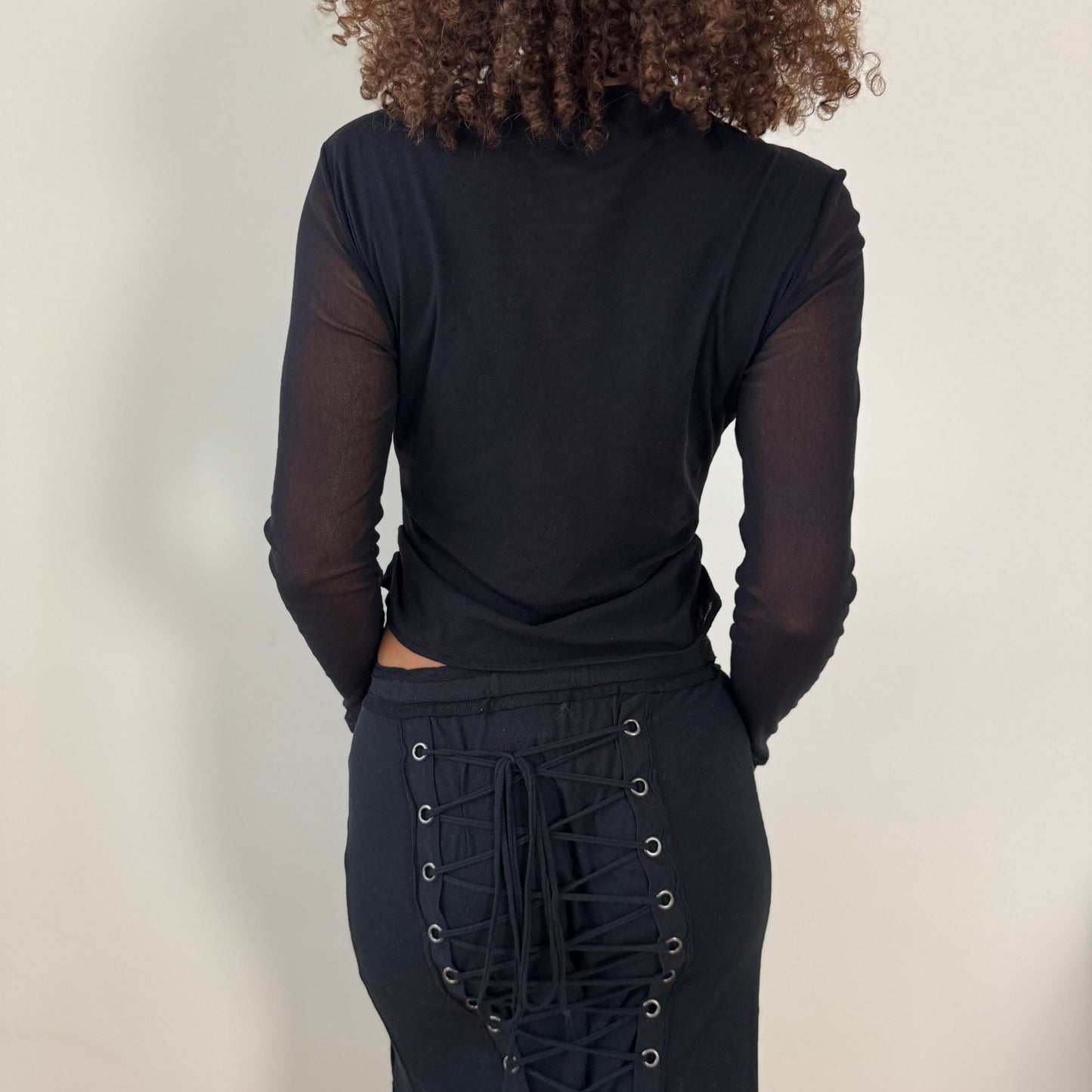 Vintage Euro Lace-Embellished Mesh Top - Japan Collection (S/M)