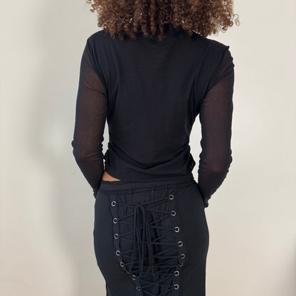 Vintage Euro Lace-Embellished Mesh Top - Japan Collection (S/M)