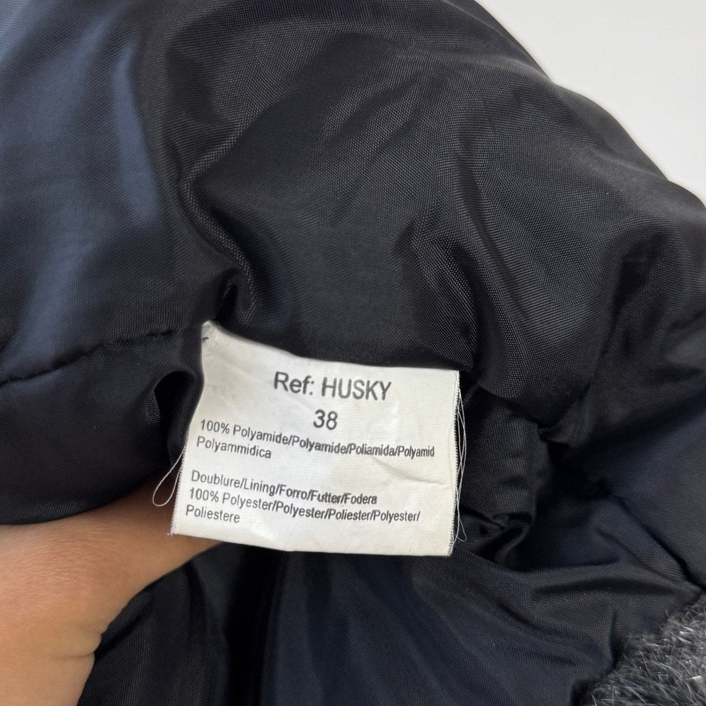 Vintage Black Nylon Fur Collar Jacket