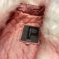 Vintage 90s pink leather jacket faux fur trim (XS/S)