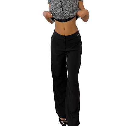 Vintage Italian black low rise tailored trousers with straight leg (XS)