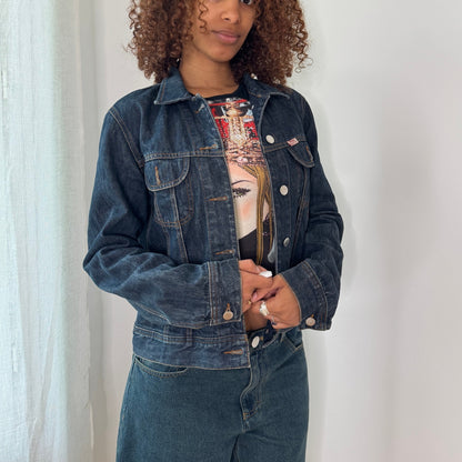 Vintage Miss Sixty Denim Jacket Italian Y2K Dark Wash Trucker Jacket (S/M) ⠀