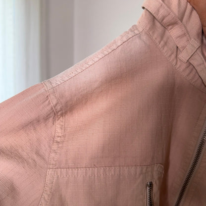 Vintage Utility Zip Jacket Y2K Cargo Moto Top Beige Pink (S/M) ⠀