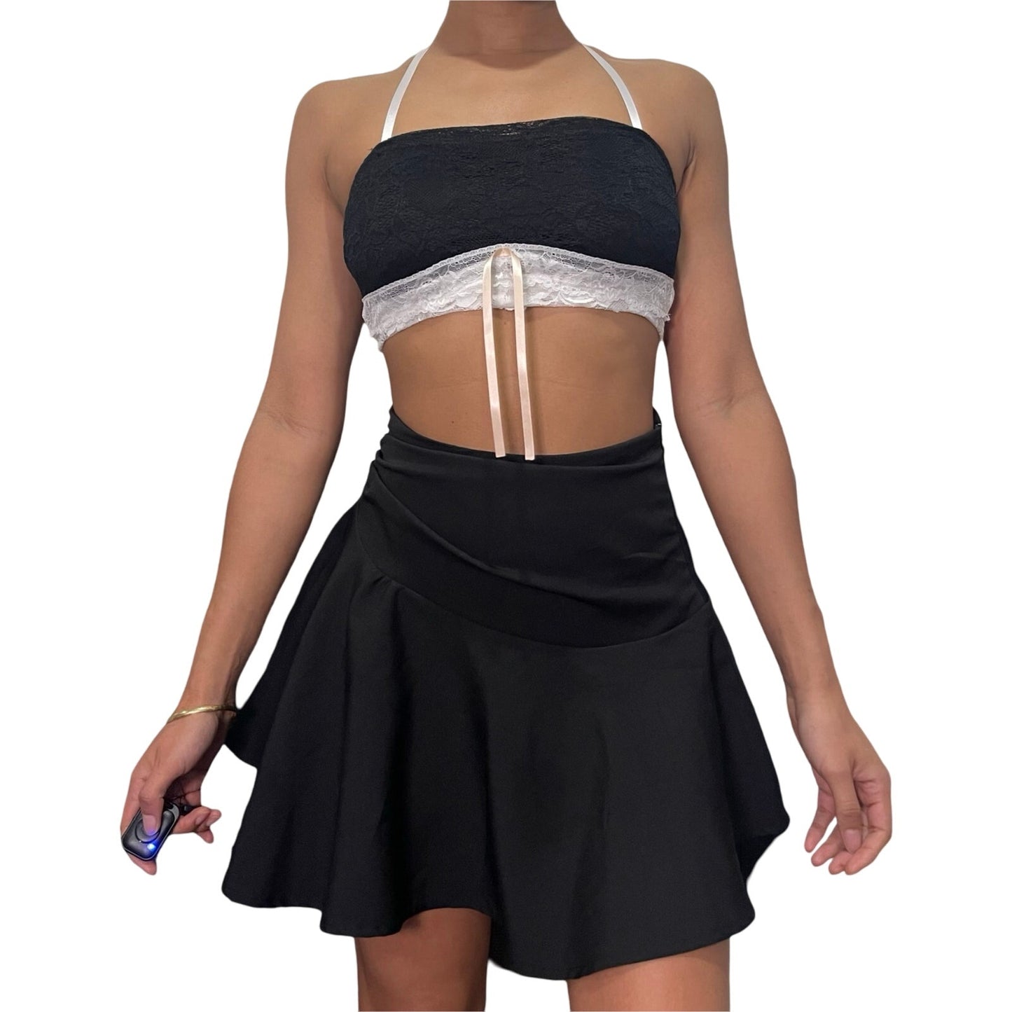 00s Black Pleated Mini Skirt (XS)