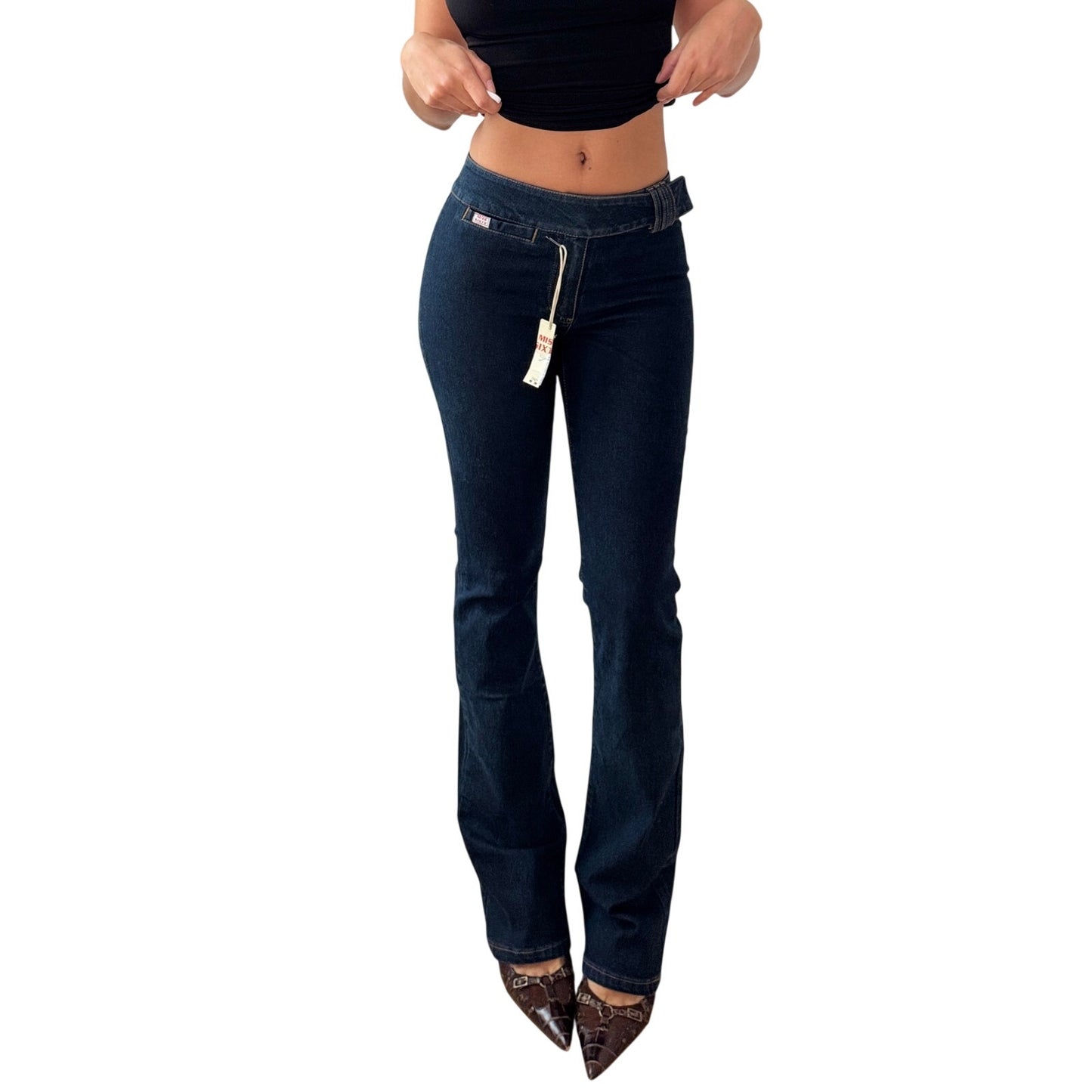Vintage Miss Sixty Dark Wash Low Rise Flare Jeans Deadstock Made in Italy (XS/S)