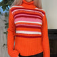 Vintage 2000s Orange & Pink Striped Knit Sweater (XS-L)