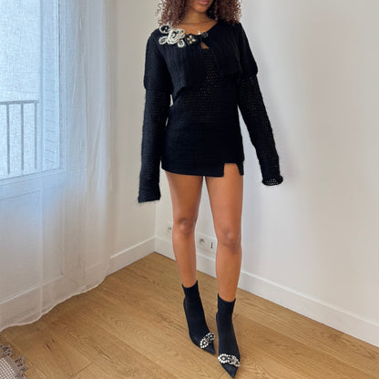 Italian Vintage Crochet-knit Tank & Cardigan (M/L)