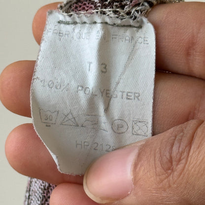 Vintage French mesh long sleeve top with floral, paisley & leopard print S