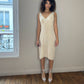 Italian designer 00s detailed semi sheer tan silk mesh midi dress (S/M)