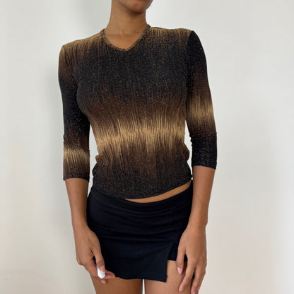 Italian Vintage Slinky Shimmer Lurex 3/4-Sleeve Top (Small)