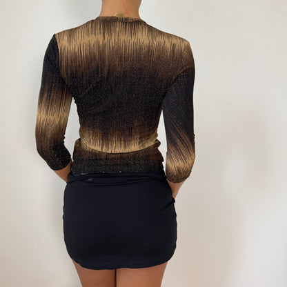 Italian Vintage Slinky Shimmer Lurex 3/4-Sleeve Top (Small)