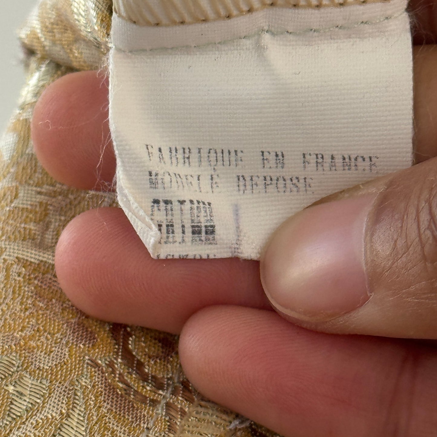 Vintage French designer mint mesh & brocade ruffle blouse (S/M)