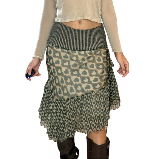 Vintage Silk Asymmetric Midi Skirt (S/M)