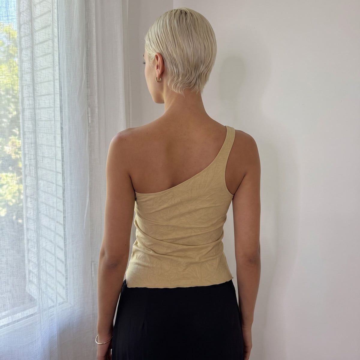 Vintage Euro Leopard Print One Shoulder Asymmetric Top Y2K (S/M)