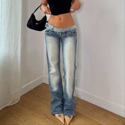 Vintage Low Rise Light Wash Flared Jeans Euro Y2K (S)