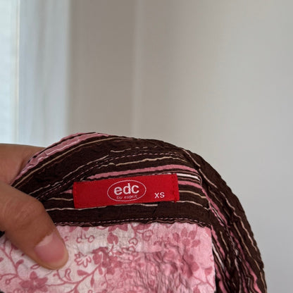 Vintage French Mixed Print Shirt Flared Cuffs (XS/S)