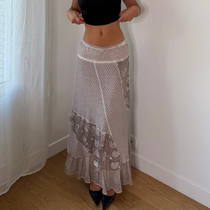 Euro Vintage Embroidered Knit Maxi Skirt