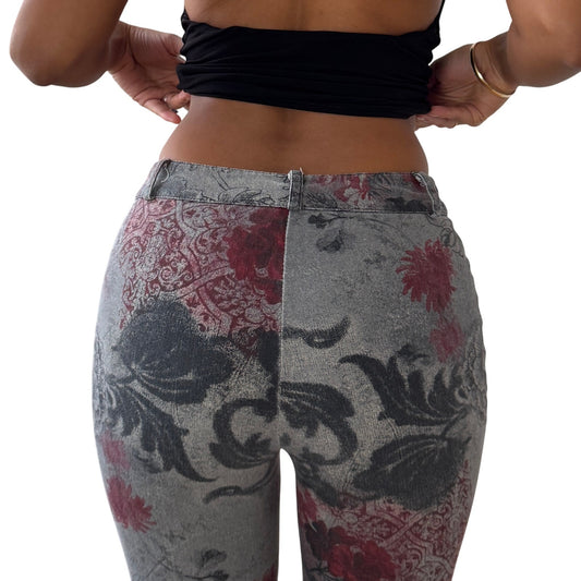 Vintage French abstract floral printed pants (XS/S)