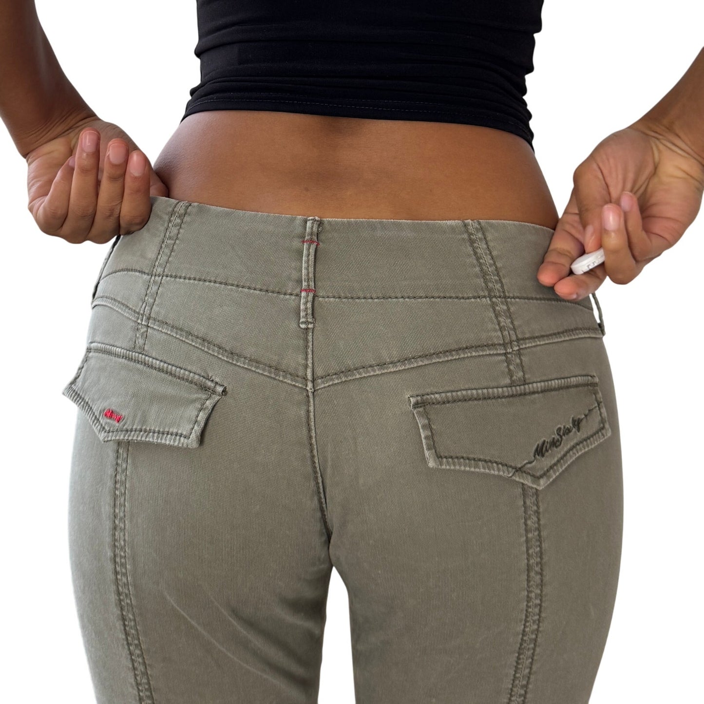 Vintage Miss Sixty sage green paneled capri pants (W27 / S)