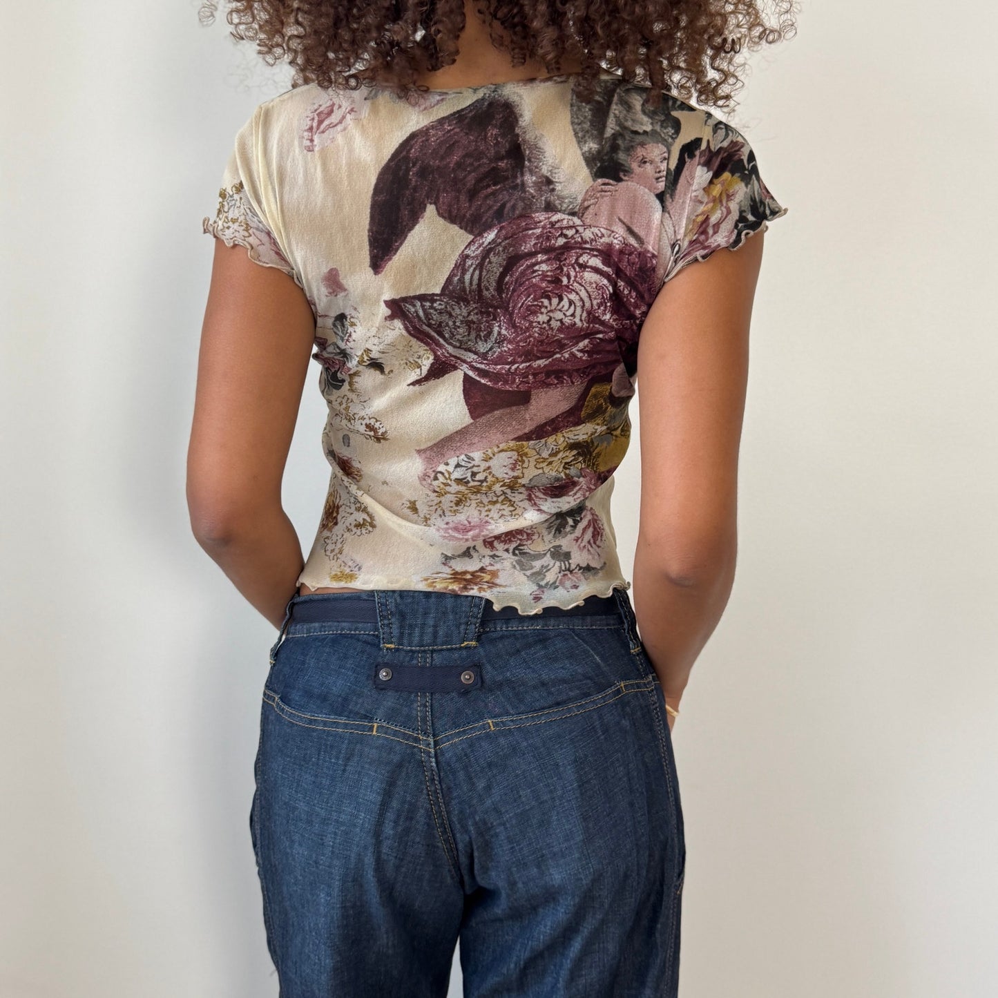 Italian Vintage Sonia Fortuna Mesh Sequin Baby Tee (Small)