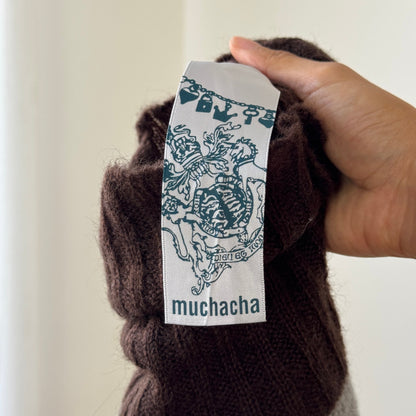 Vintage Muchacha brown & taupe diagonal stripe mohair-blend turtleneck with metallic thread (Small)