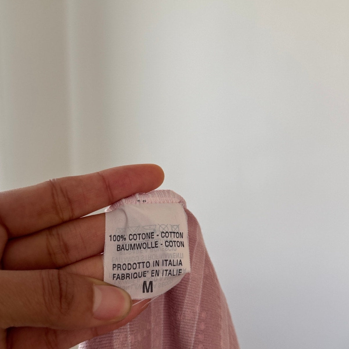 Vintage Italian Pink Textured Graphic Long Sleeve Top Stripe (S)