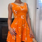 Sourced in Italy - Vintage 90s euro orange floral print mini dress (XS) summer