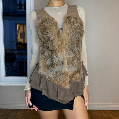 Vintage Euro Brown Fur Vest (S/M)