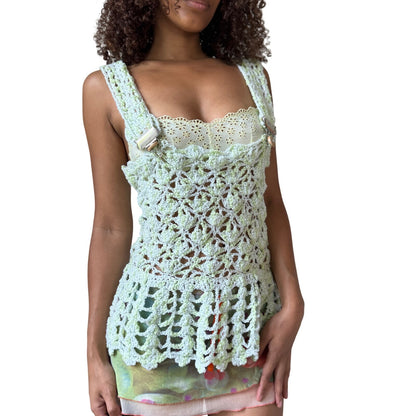 Vintage Euro Crochet Buckle-Strap Top (S/M)