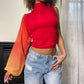 Made in Italy - Vintage 00s red & gradient sunset one shoulder top (XS-S)