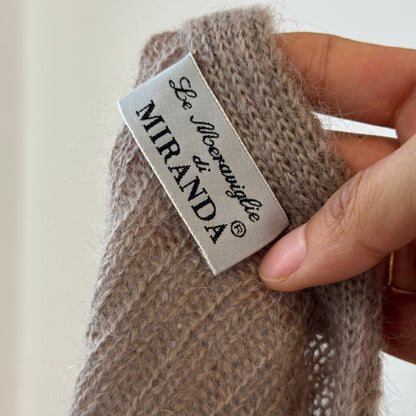 Italian Vintage taupe ribbed mohair-blend knit button-front cardigan (Medium)