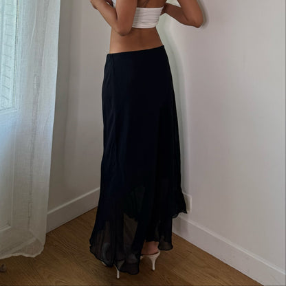 Vintage Black Mesh Maxi Skirt Italian Y2K (S/M)