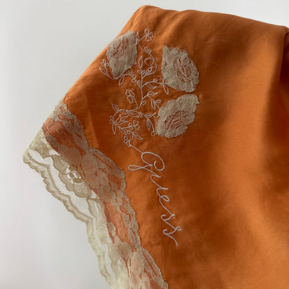 Vintage Peach Cream Silk Lace Cami Top Guess Y2K Lingerie (M)