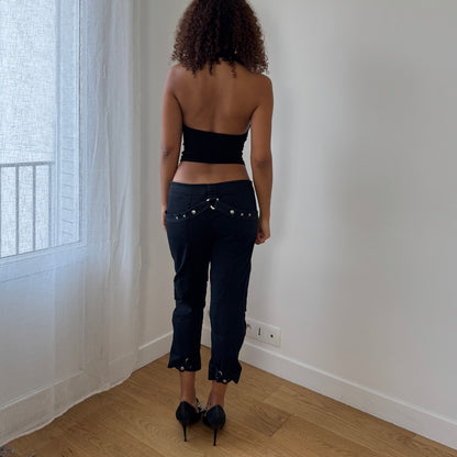 Vintage Pinko low-rise zip-detail capri pants (S)