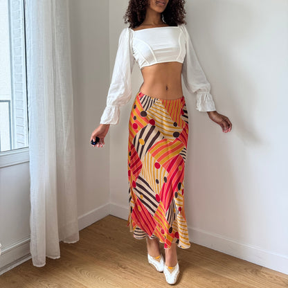 Vintage Italian White Puff Sleeve Square Neck Crop Top (S/M)